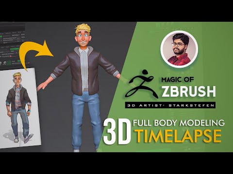 Zbrush 2020 Timelapse Full Body Cartoon Model # Part 2