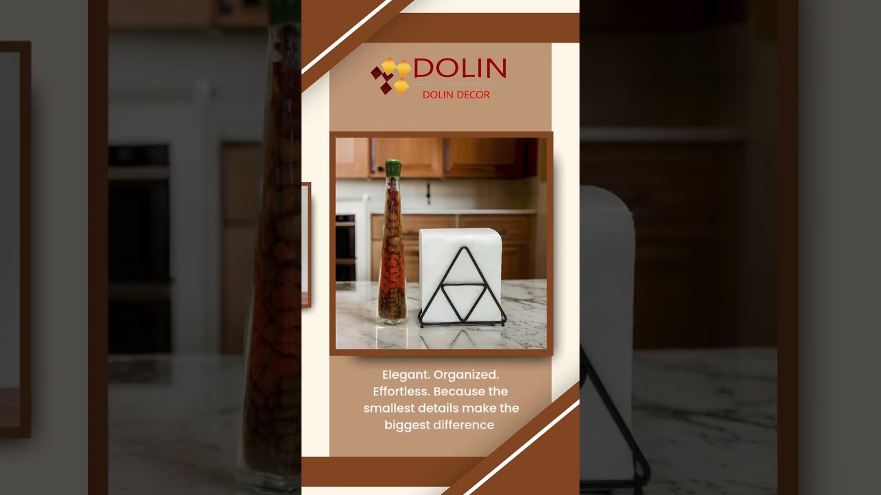 Dolin Decor Napkin Holder for Dining Table – Stainless Steel Tissue Paper Dispenser & Organizer