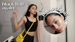 Black Hair Again + Pamper Day! 💇🏻‍♀️🐚 | ThatsBella