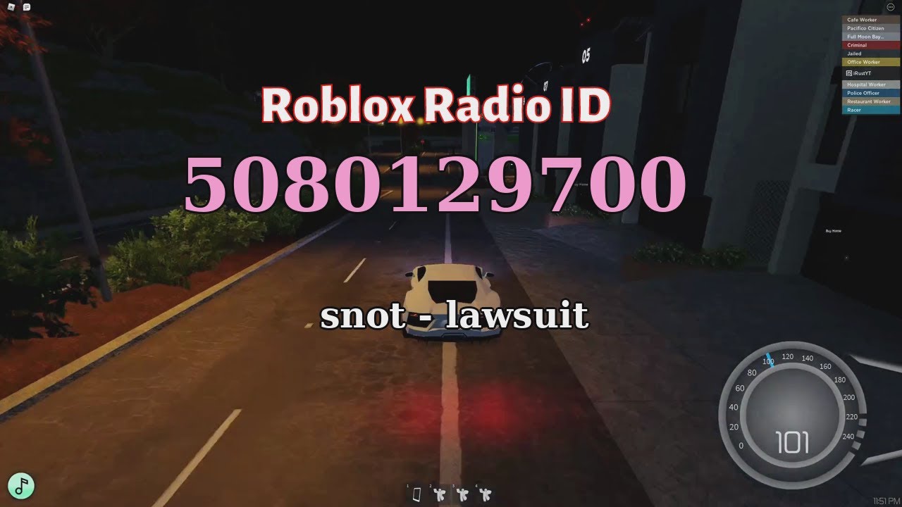 Snot - lawsuit Roblox Radio Codes/IDs