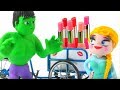 LITTLE PRINCESS CHANGES HER LIPSTICK COLOR ❤ SUPERHERO PLAY DOH CARTOONS FOR KIDS