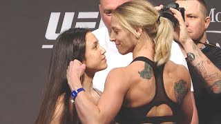 Jamie Moyle Vs. Emily Whitmire - Weigh-In Face-Off - Ufc 226 Miocic Vs. Cormier - Rwmma