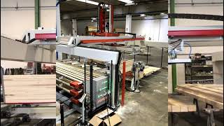 Automatic unloading system for solid wood profiles with automatic strip dispenser screenshot 1