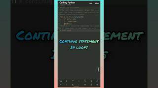 continue statement / Learn Python🐍 easly by shorts #part37 #day37 #coding #programming #python