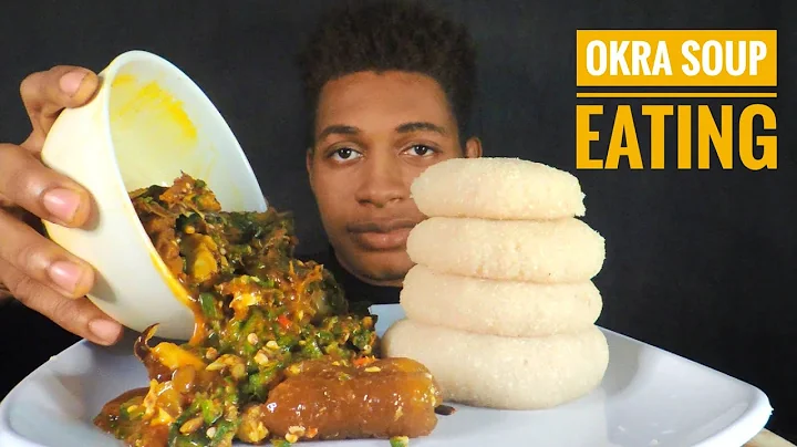 ASMR NIGERIAN EBA FUFU,OKRA SOUP AND GOAT MEAT & PONMO EATING MUKBANG (No talking) eating sounds