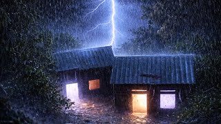 🔴 Heavy Rain on a Tin Roof for Sleeping 24/7, Sleep Instantly with Rain Sounds &amp; Thunder at Night