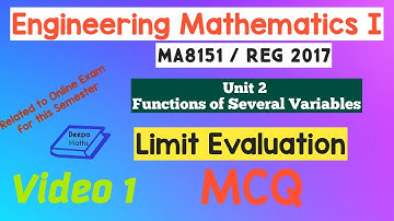 Engg Maths 1 - Unit 2 - MCQ - Limit Evaluation