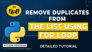 Remove Duplicates from List Python Using for Loop