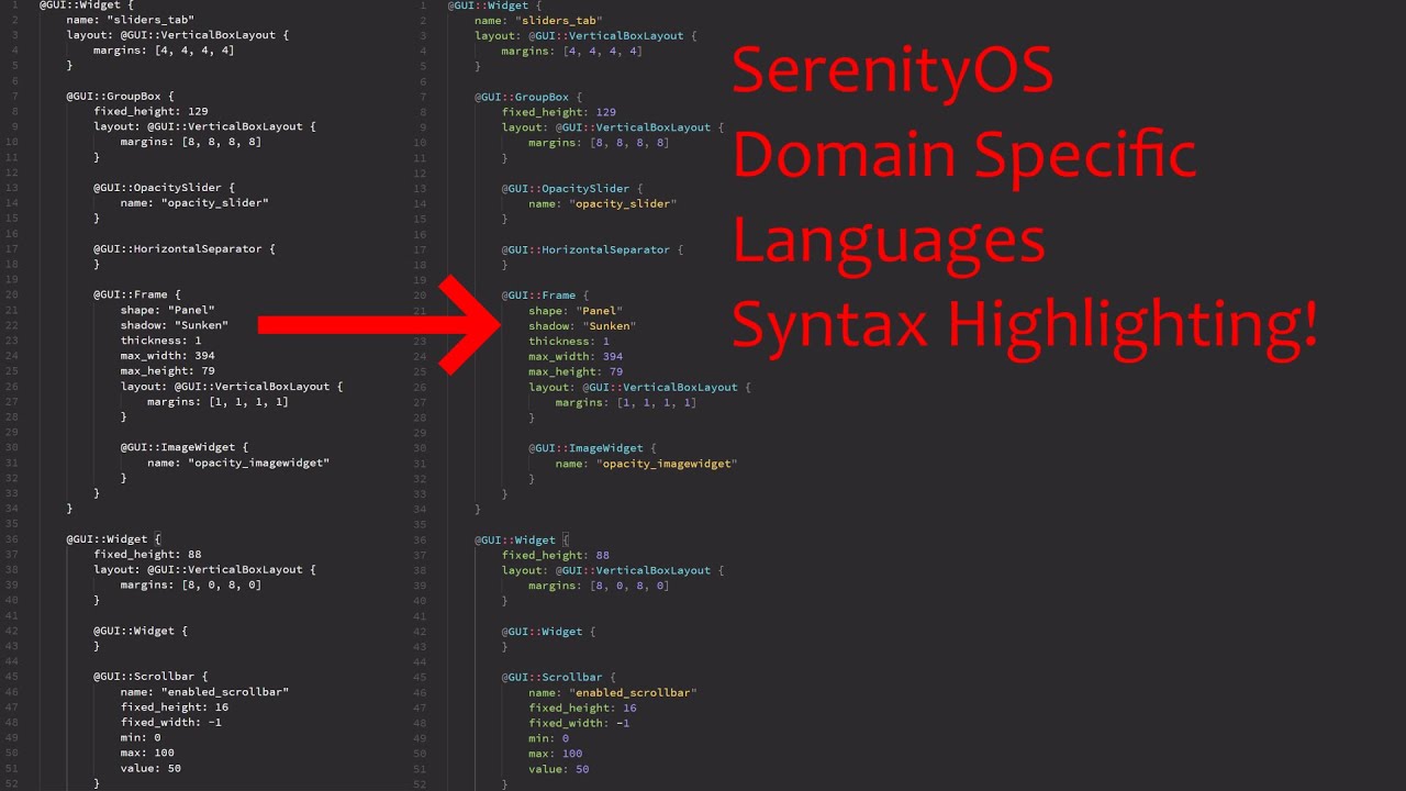 Syntax highlighting extension for SerenityOS' DSLs – Showcase - YouTube