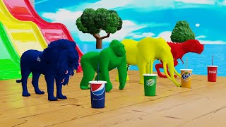 Choose Right Drink with Elephant Gorilla Cow Lion Dinosaur Wild Animals Games Fountain Crossing Game