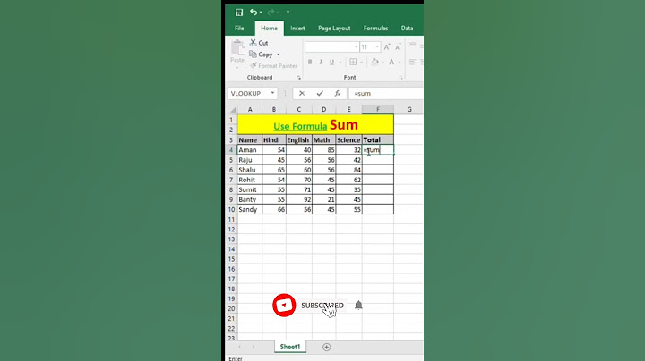 Use Sum Formula In Excel | Excel Sum Formula In Hindi