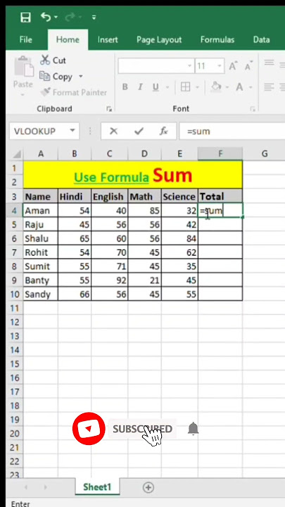 Use Sum Formula In Excel | Excel Sum Formula In Hindi