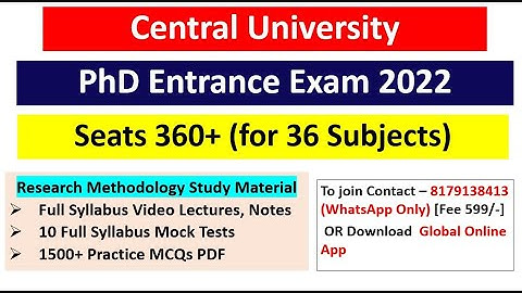 PhD admission 2022 | Central University | New Notification| Fellowship Available