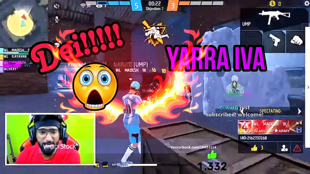 Vera level Game Play For Opponent Team Player vs Warloop Reaction 😱 What is Real FF 🤪