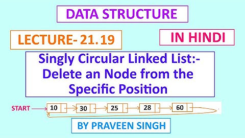 Data structure lecture 21.19 Delete a node at the specific position of circular linked list in hindi