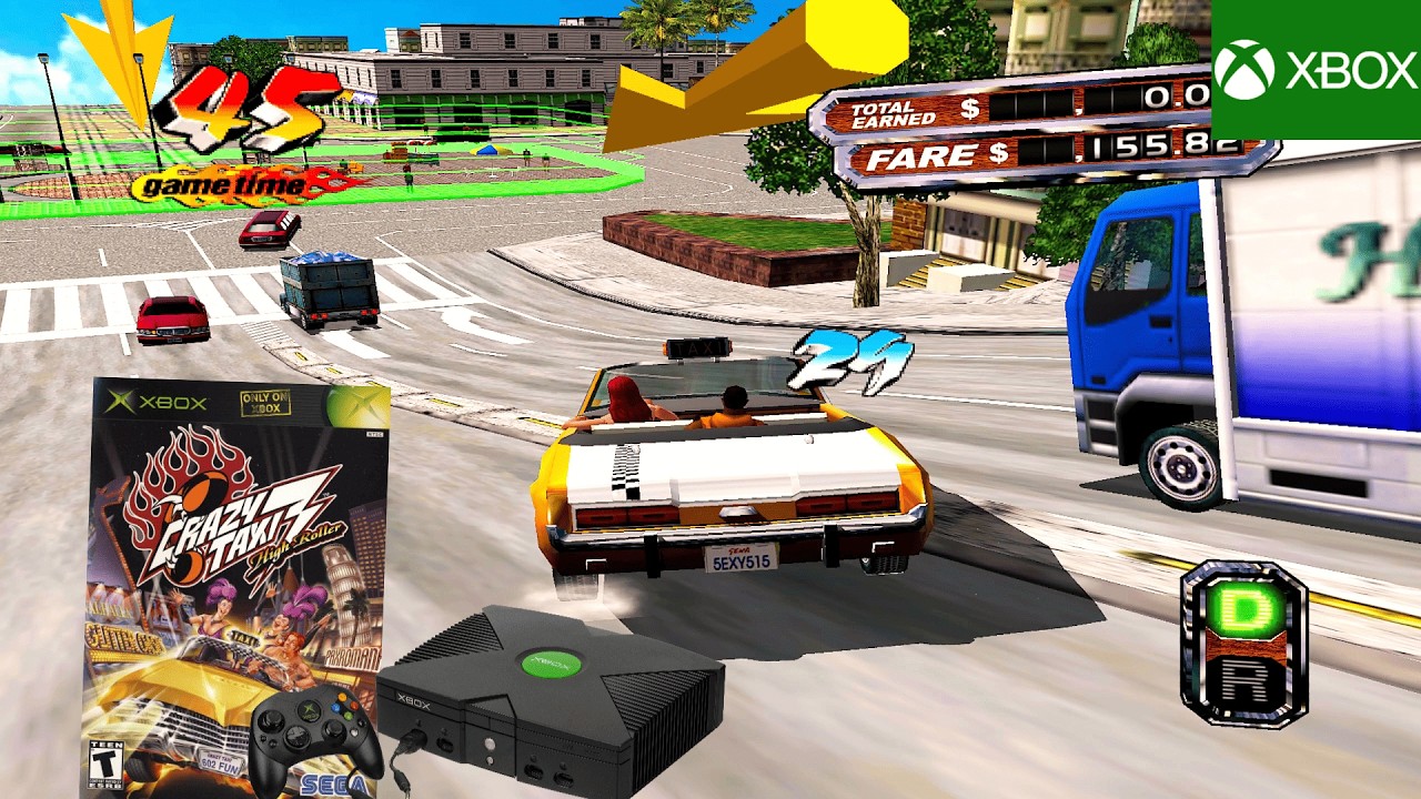 Crazy Taxi 3: High Roller (2002) Microsoft Xbox Gameplay in HD