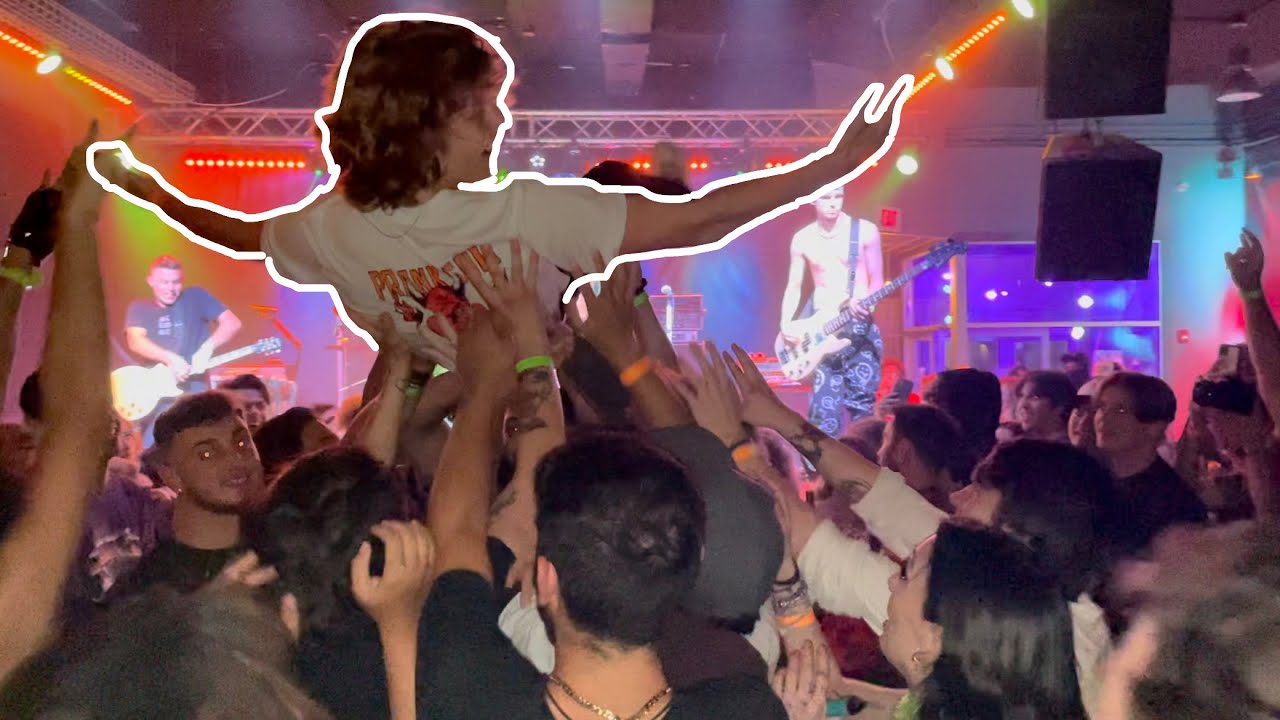 Crowd surfing at a rock show!
