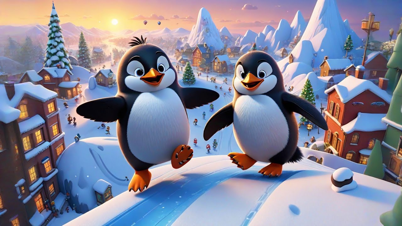 Five Silly Penguins Slide on Ice | Fun Penguin Song for Kids | Cute ...