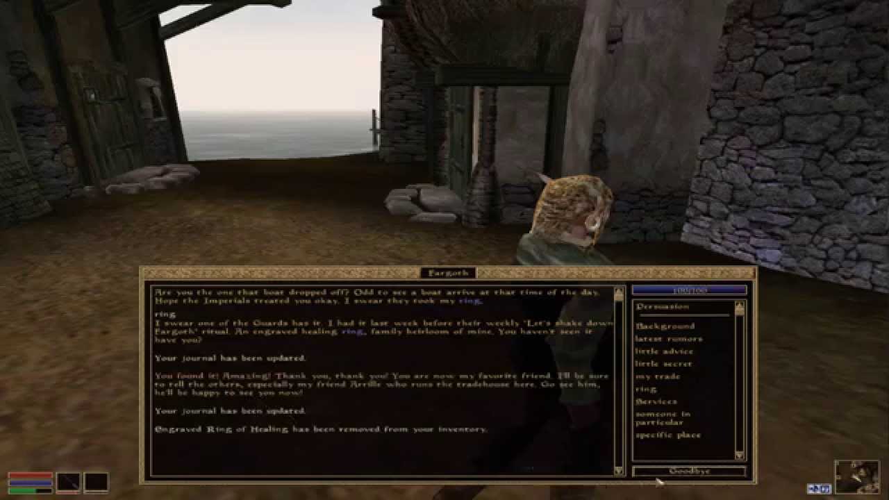Morrowind - Super soluce - Seyda neen - Sidequests - 1.Fargoth's ring