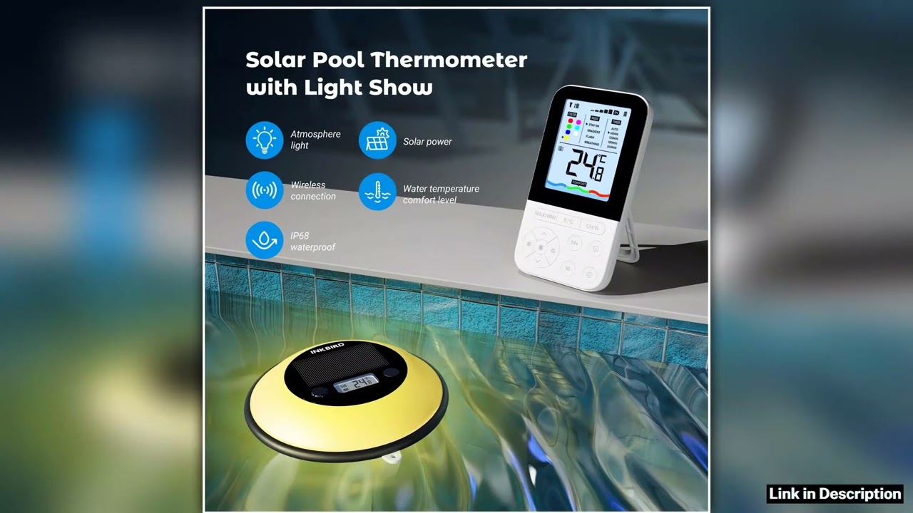 INKBIRD Solar Wireless Pool Thermometer Set 7 Colors Ambient Light Outdoor Swimming Pool