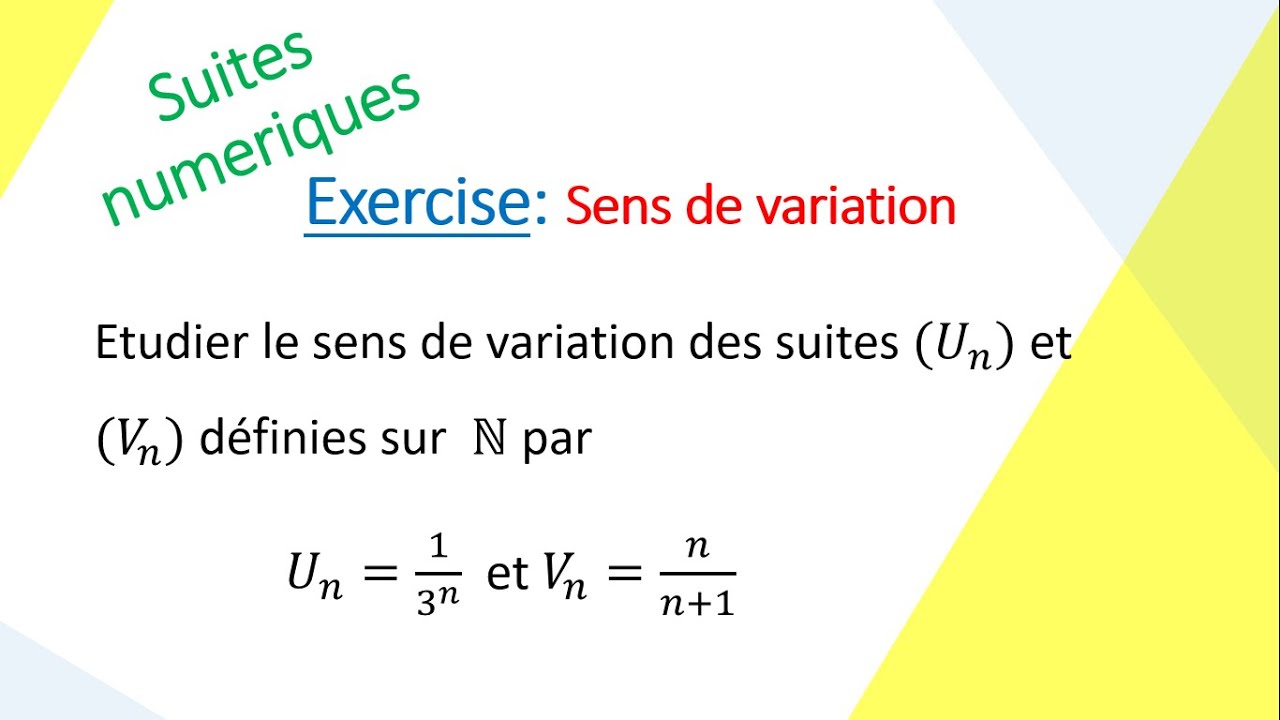 Sens de variation d'une suite numérique - YouTube