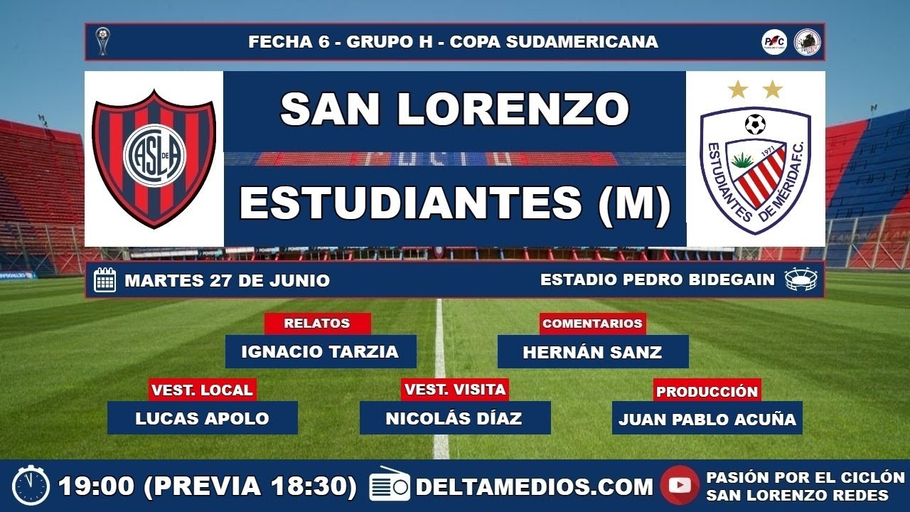 SAN LORENZO VS ESTUDIANTES DE MÉRIDA EN VIVO 🔴 COPA SUDAMERICANA 2023 ...