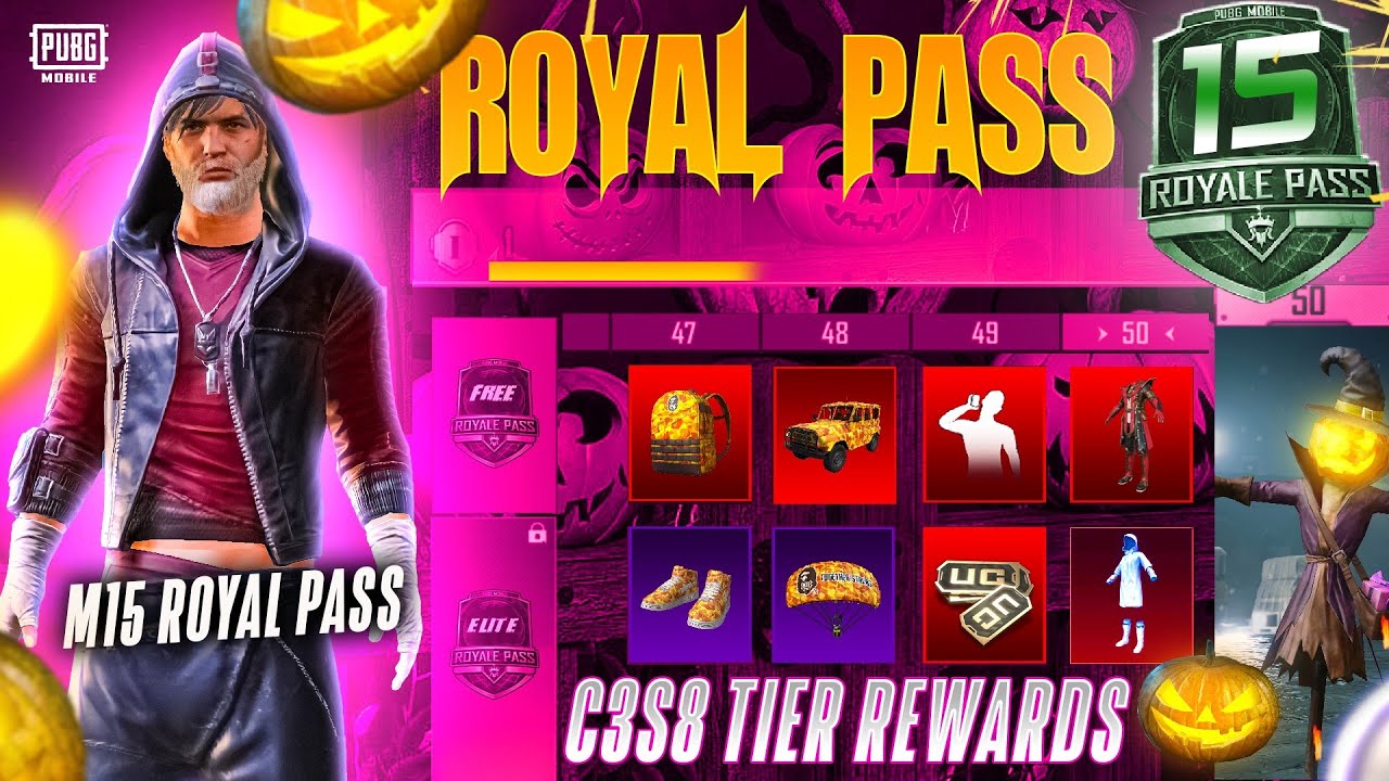 MONTH 15 ROYAL PASS | 1 TO 50 RP | M15 ROYAL PASS | C3S8 TIER REWARDS | PUBG MOBILE