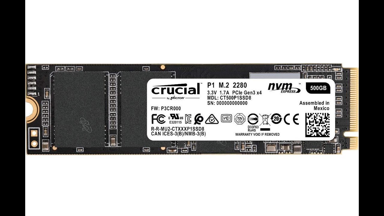 Crucial P1 500GB 3D NAND NVMe PCIe M.2 SSD - CT500P1SSD8 - UNBOXING