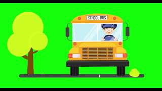 School bus with driver green screen