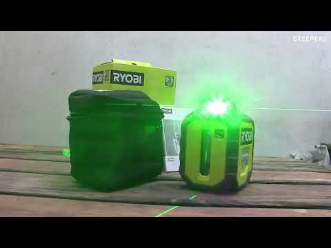Video: Лазерен нивелир - линеен RYOBI RB360GLL, 4x1.5V, 25 м