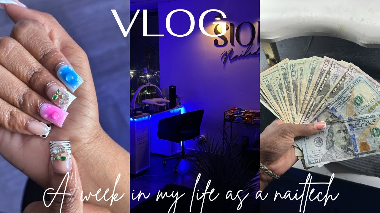 A week in a life as a full time nail tech : clients , monomer almost messed up my floors and more