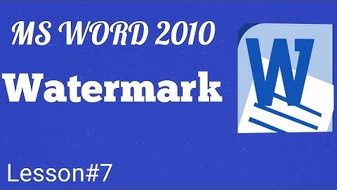How To Add Watermark In Word 2010/How to insert watermark in word