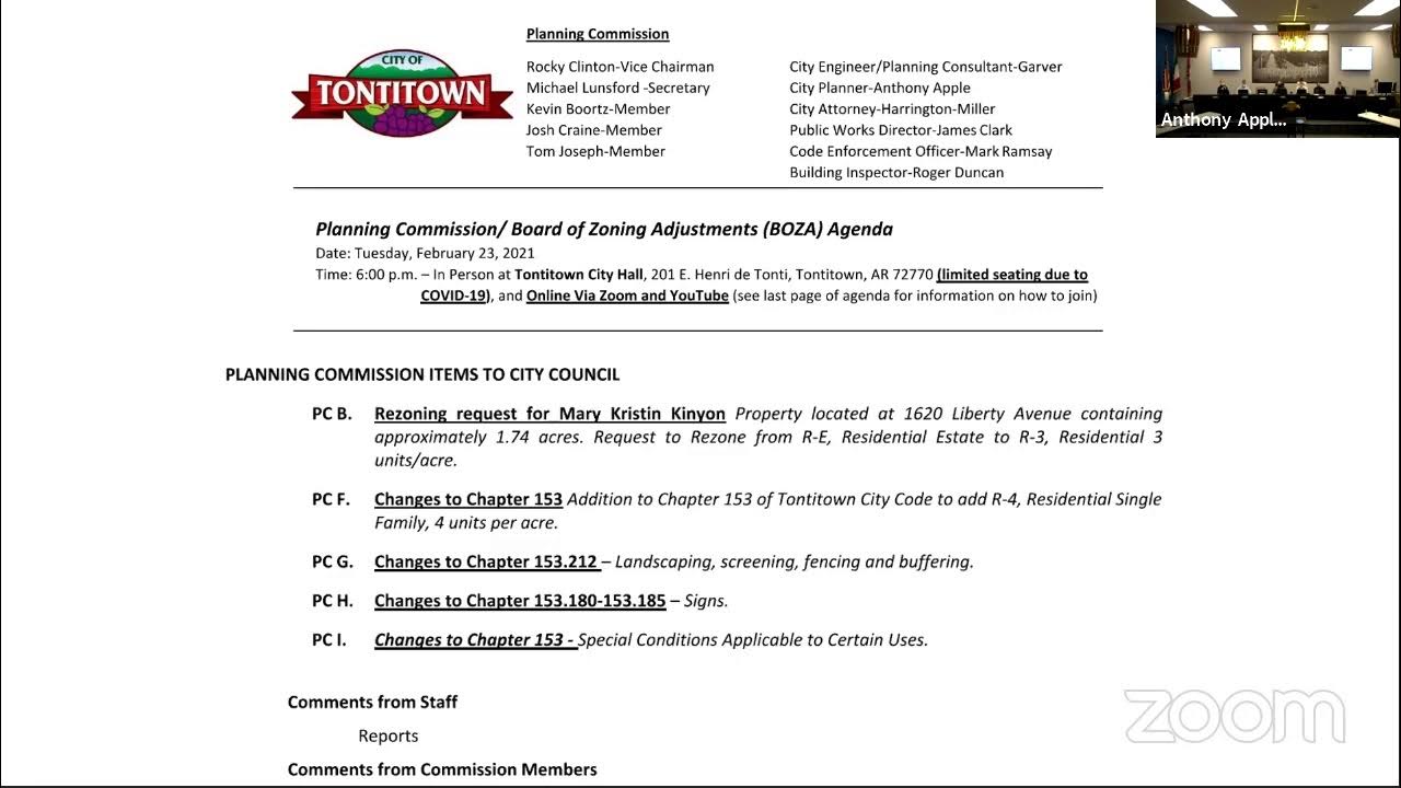 Tontitown Planning Board YouTube