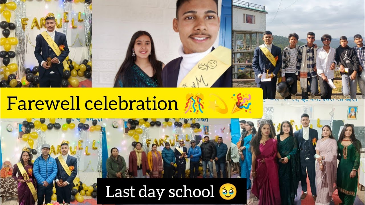 School farewell class 12th 🥹 celebrate 🎉🎊 last day school 🥺 aaj ke bad ...