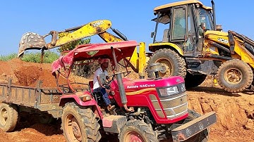 JCB 3DX Backhoe Machine Making Pond With Mahindra Yuvo And Newholland Tractor | Jcb Cartoon Video |