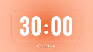 30 Minute Countdown Timer for Studying | No Music | With Alarms | Pastel Yellow Timer 💛