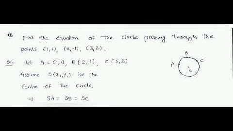 find the equation of the circle passing through the points (1,1),(2,-1),(3,2).