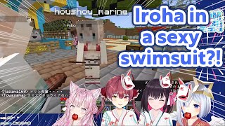 Marine turns into Iroha in a sexy swimsuit【Minecraft\/Hololive Clip\/EngSub】