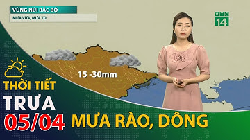 Thời tiết trưa, chiều 05/04/2021: Khu vực vùng núi Bắc Bộ, có mưa vừa, có nơi mưa to và dông | VTC14