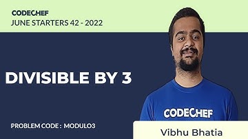 MODULO3 | DIVISIBLE BY 3 | June Starters42 2022 | Problem Solutions | CodeChef