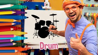 How To Draw A Drum | Draw with Blippi! | Kids Art Videos | Drawing Tutorial