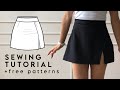 Slit miniskirt sewing tutorial  free patterns