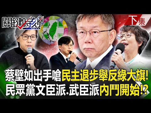 【關鍵時刻下集】20240126 血滴子蔡壁如出手嗆「民主退步」舉起反綠大旗！ 民眾黨文臣派、武臣派內鬥開始！？｜劉寶傑