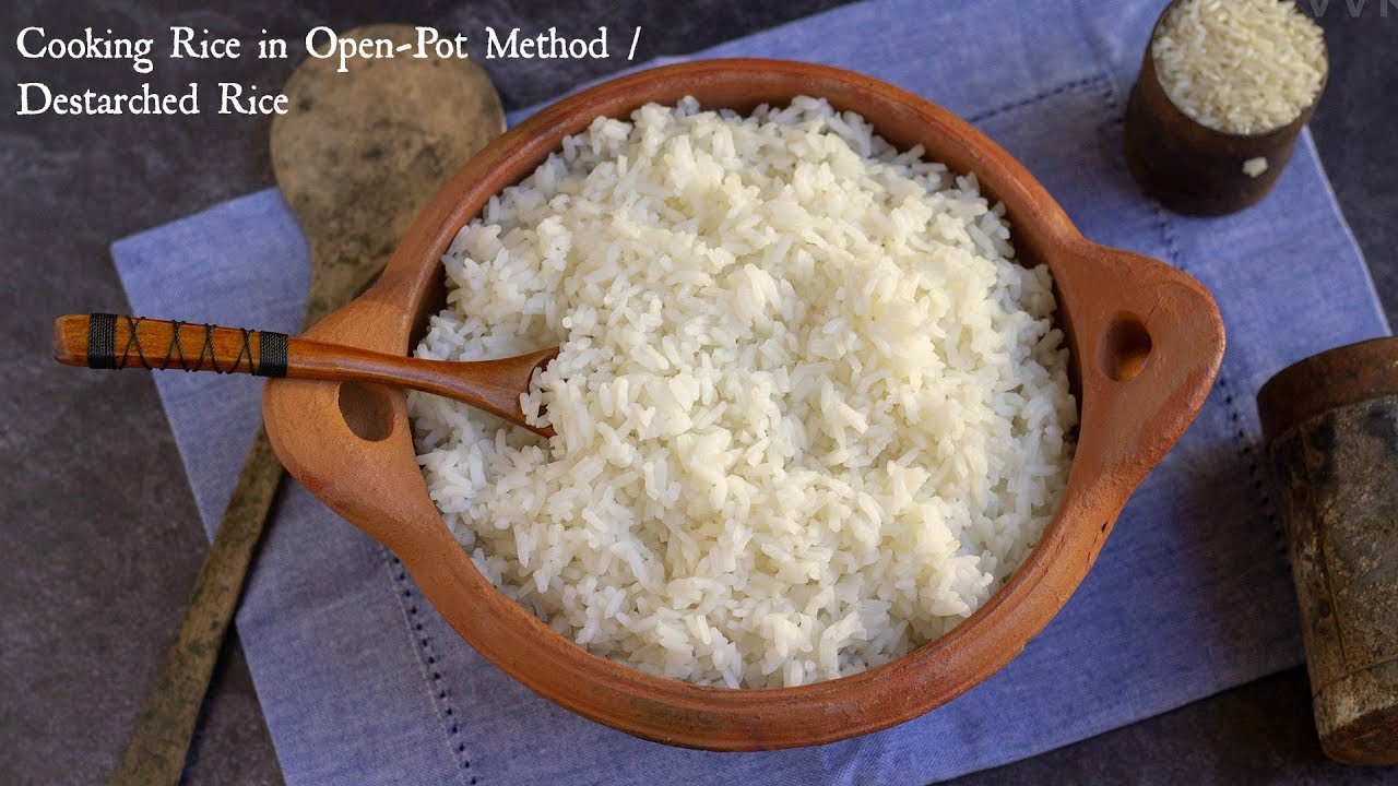 How to Cook Rice in Open Pot Method Destarched Rice ReducedStarch