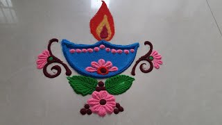 Diya rangoli//simple diwali rangoli//vilakku//navrathri vilakku kolam//shorts