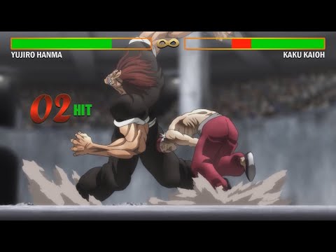 Yujiro Hanma VS Kaku Kaioh - FIGHT WITH HEALTHBARS | BAKI