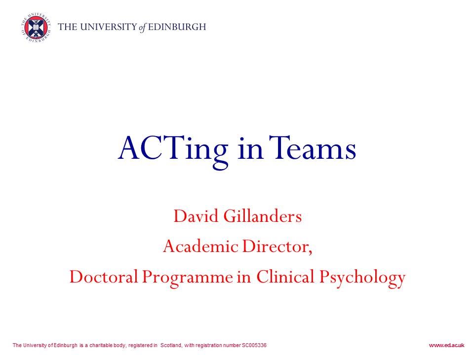 ACTing in Teams - Dr David Gillanders - YouTube