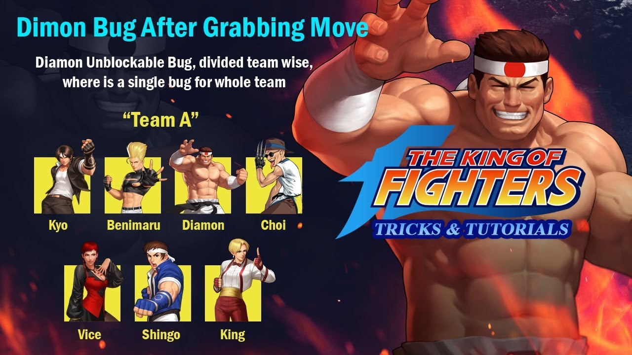 KOF 98 - Daimon Bug Unblockable Team A (Kyo,Benimaru,Daimon,Choi,Vice,Shingo,King) - Fightcade