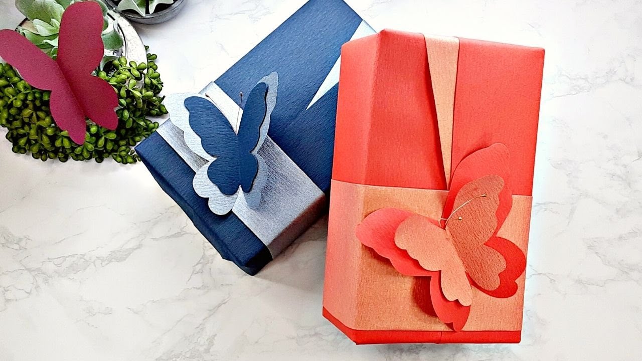 GIFT WRAPPING | BIRTHDAY GIFT WRAPPING IDEAS WITH BUTTERFLY FINISH