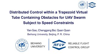 Distributed Control within a Trapezoid Virtual Tube Containing Obstacles Subject to Speed Constraint